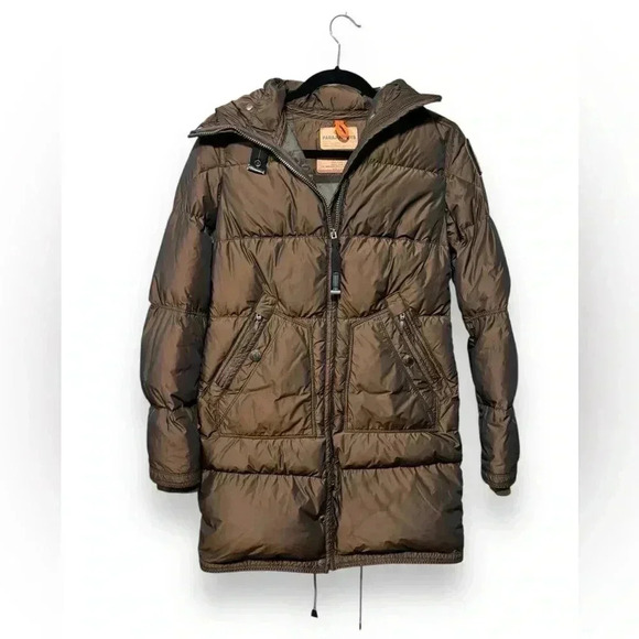 Parajumpers Two-tone Long Chocolate Brown Down Feather Puffer Ski Jacket Size XS - Picture 3 of 14